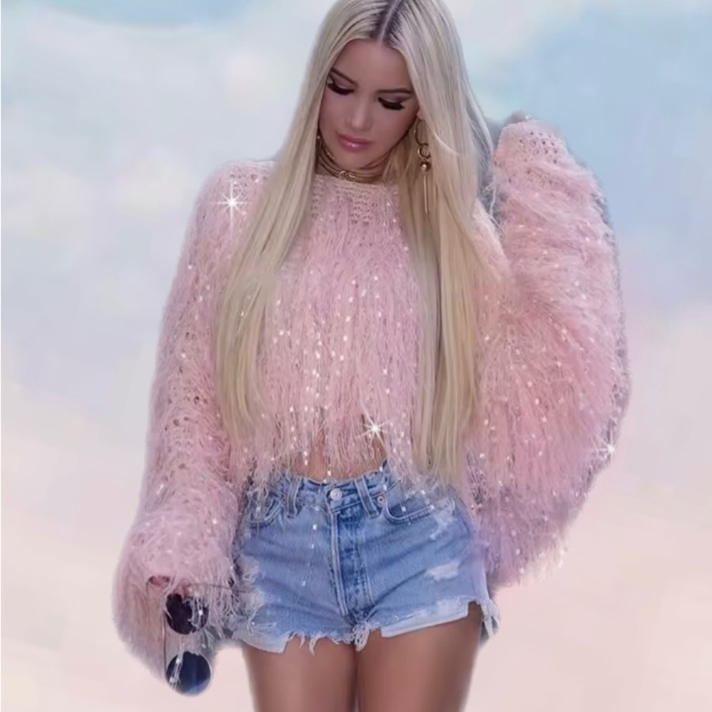 Shaggy Sequin - Crop Sweater